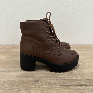 brown platform heeled boots